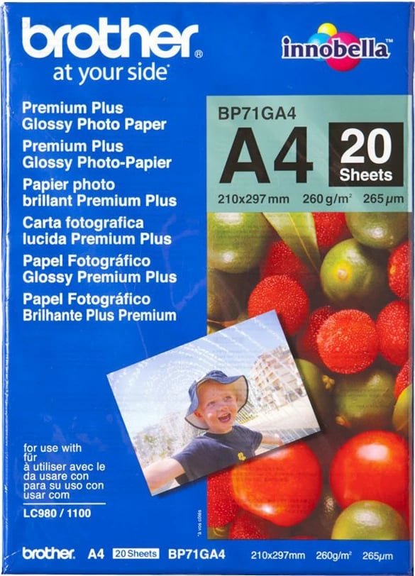 Letër fotografike Brother BP71GA4, A4, 260g/m², 20 fletë, me shkëlqim