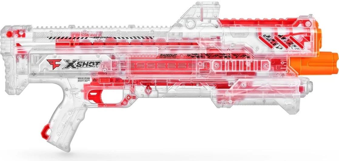 Blaster X-Shot FaZe Ragequit Round Launcher me 24 toptha, Transparent/Portokalli/E Kuqe