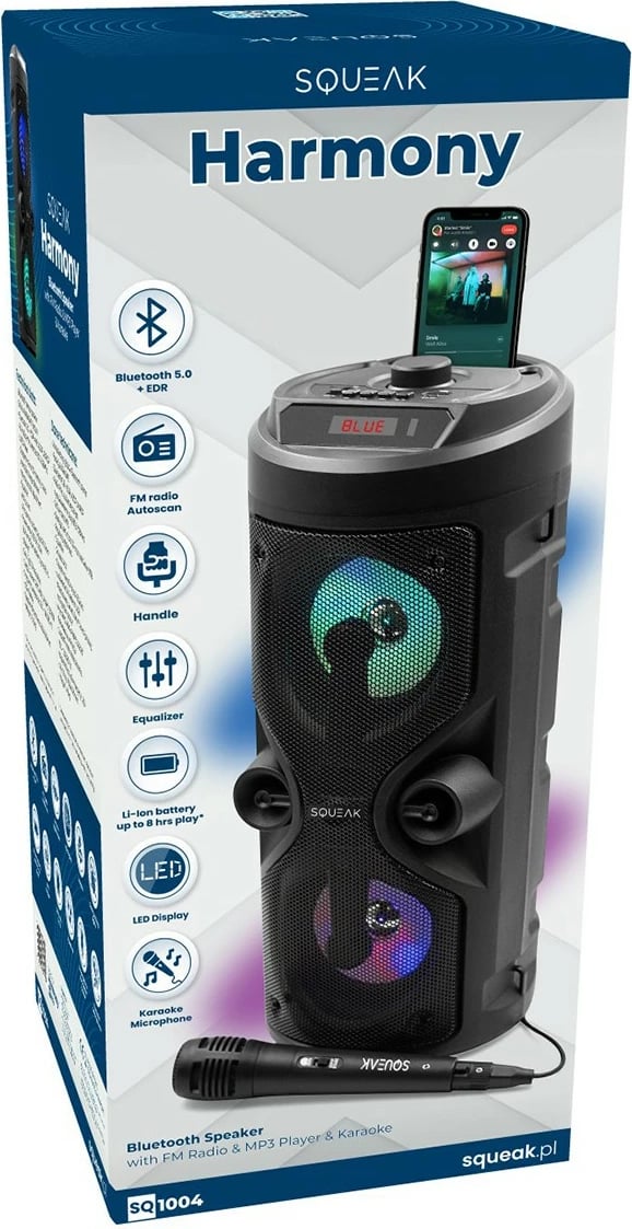 Altoparlant portabil SQUEAK SQ1004 me Bluetooth 5.0, karaoke, 40W, i zi, me mikrofon