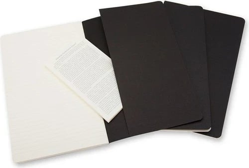 Fletore shkrimi Moleskine Cahier, 80 fletë, Set 3 copë, E zezë