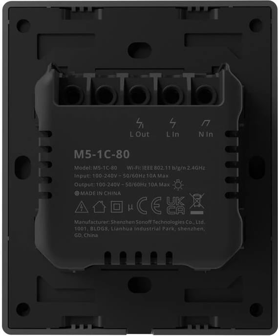 Kasë inteligjente Sonoff M5-1C-80, 1 kanal, WiFi, grafit
