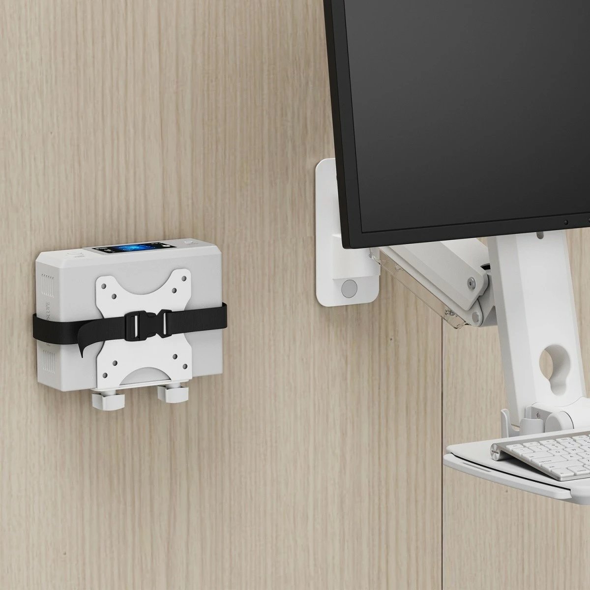 Mbajtëse mini kompjuteri Maclean MC-115W, e bardhë