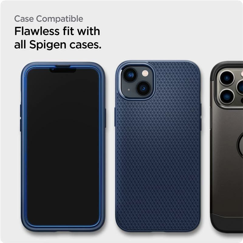 Xham mbrojtës Spigen ALM Glass FC për iPhone 13/13 Pro/14, i zi