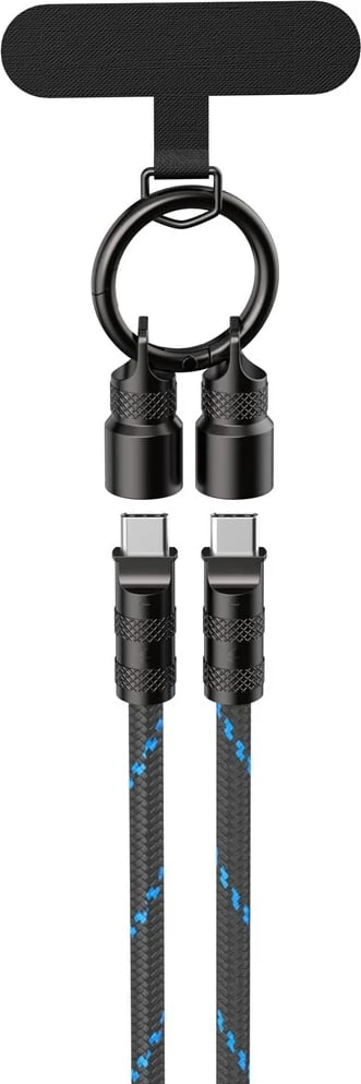 Kabllo karikimi USB C në USB C Havit CB6340, 1.2m, e zezë/blu