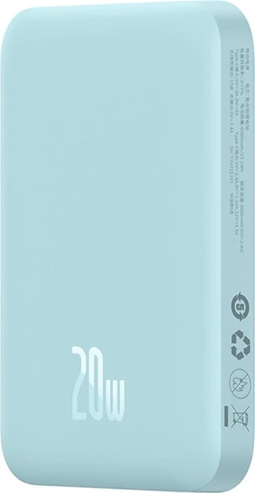 Powerbank Baseus Magnetic Mini 6000mAh, 20W, USB-C, MagSafe, kaltër