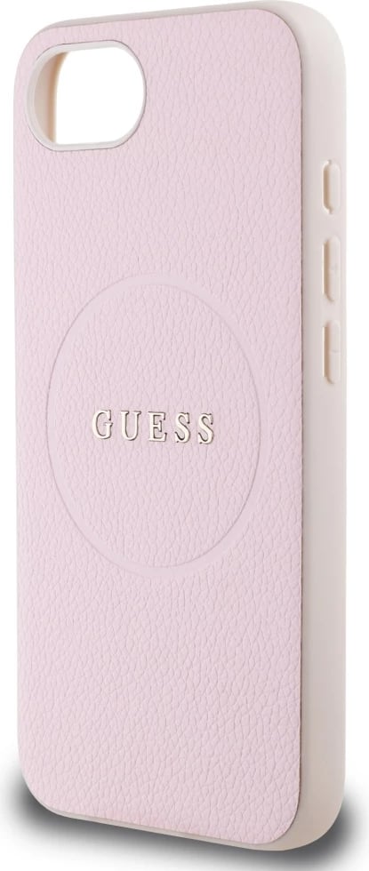 Mbështjellës Guess Grained Ring MagSafe për iPhone 16e, Rozë