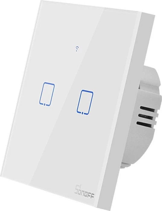 Switch i mençur Sonoff T0EU2C-TX, 2 kanale, WiFi, i bardhë