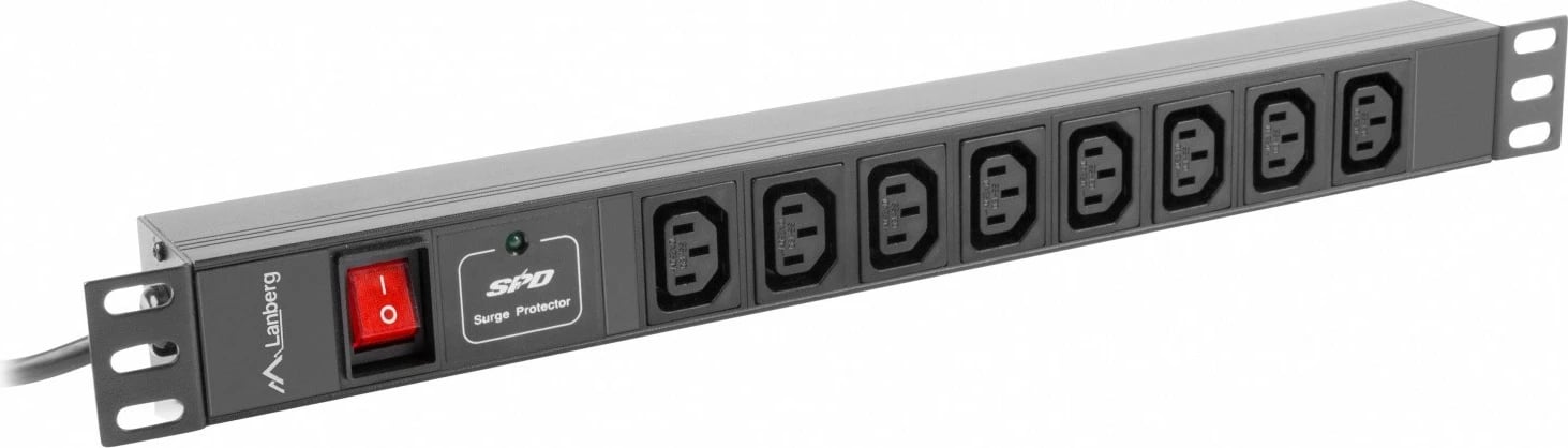 Listë furnizimi me energji (PDU) Lanberg PDU-08I-0200-C20-BK, 8x IEC C13, 1U, 16A, 2m, e zezë