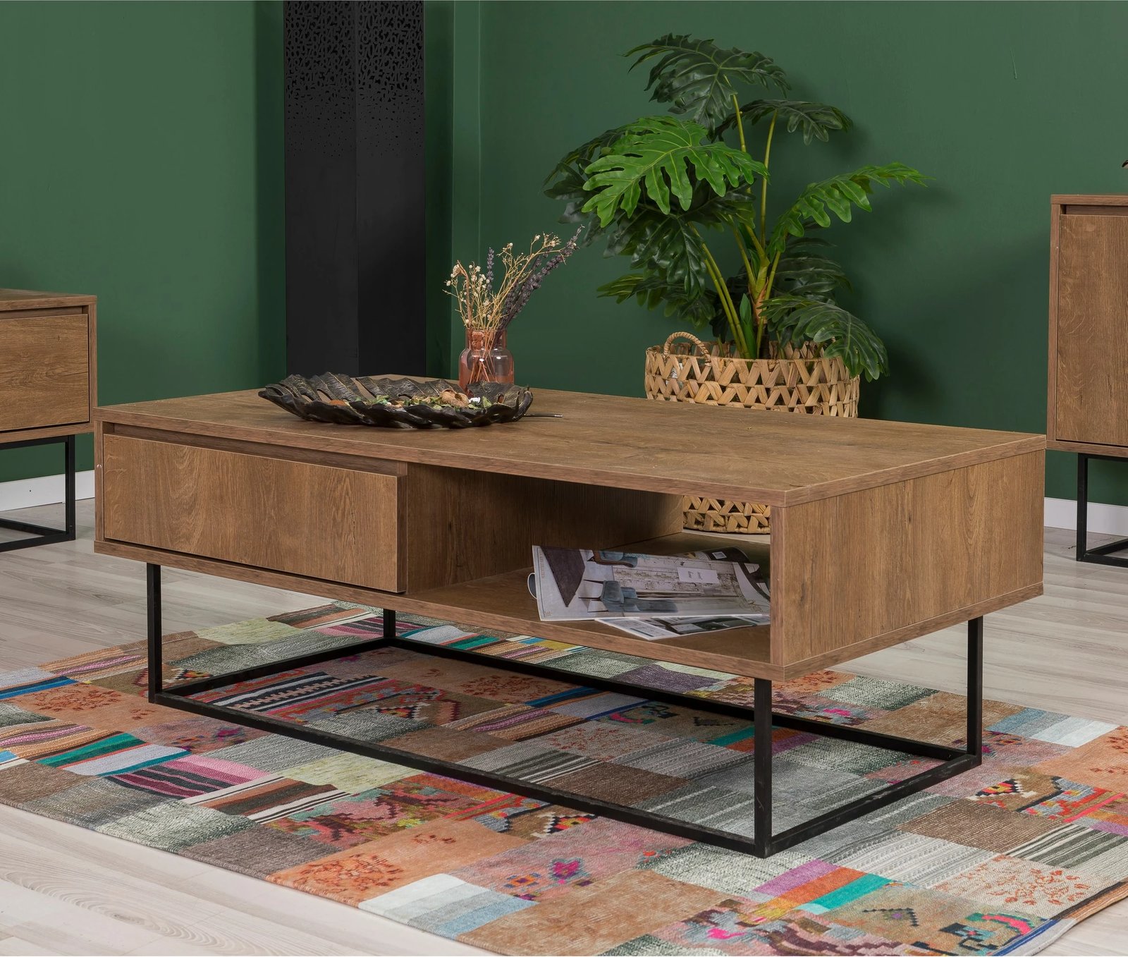 Set mobiljesh për dhomë dite, Skye Decor, Laxus Takım 21, ngjyrë arrë dhe e zezë Set mobiljesh për dhomë dite, Skye Decor, Laxus Takım 21, ngjyrë arrë dhe e zezë