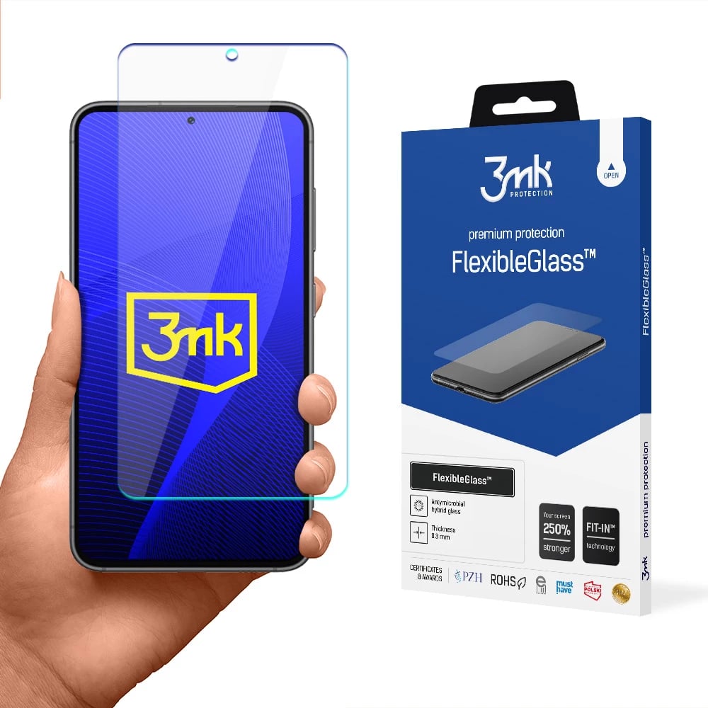 Mbrojtëse ekrani 3mk FlexibleGlass për Samsung Galaxy S23, ultra e hollë, antibakteriale