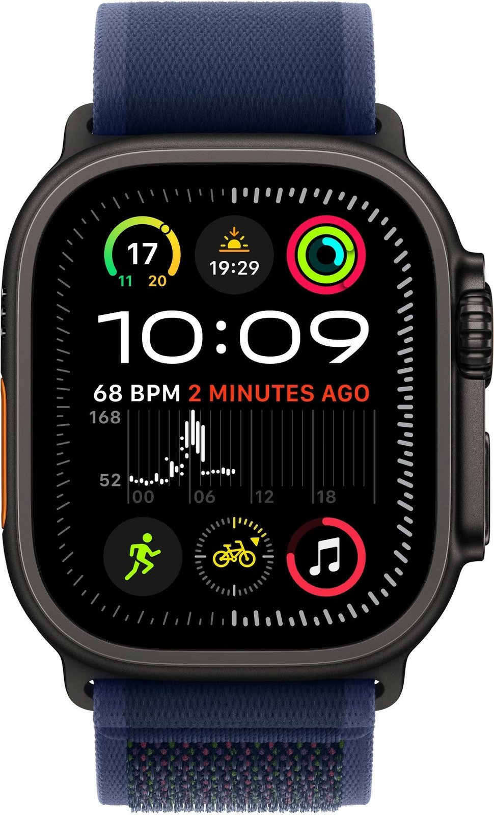Rrip Apple 49mm TrailLoop, M/L, Titanium i Zi, Ngjyrë Blu