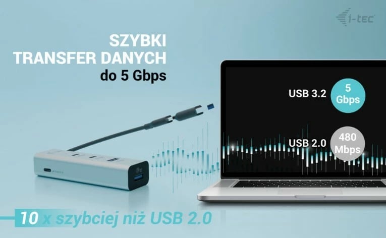 HUB metalik i-tec CAHUBMETAL2A2CPD, 2x USB-C, 2x USB-A, Power Delivery 85W, zi