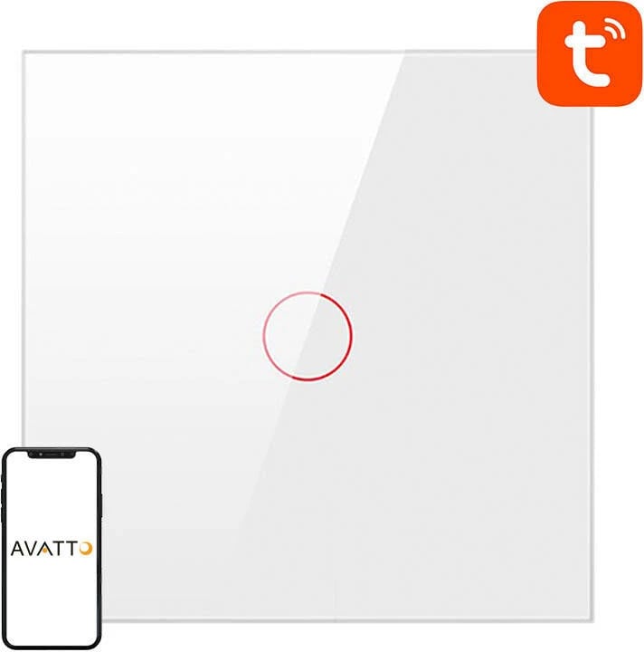 Switch i mençur Avatto LZTS02-EU-W1, ZigBee, 1 buton, pa tel neutral, i bardhë