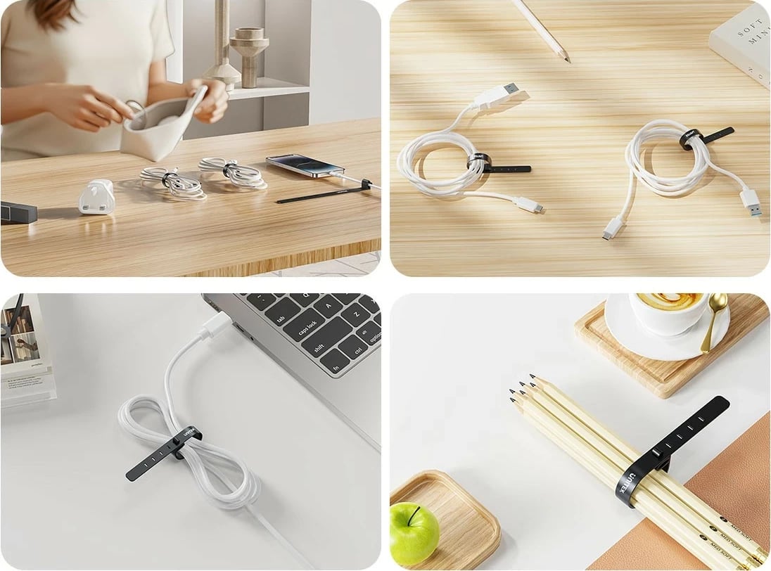 Set rripa silikoni për kabllo Unitek, 5 copë, të zi/gri