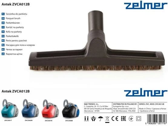 Fshesë Zelmer ZVCA012B për parket, e zezë