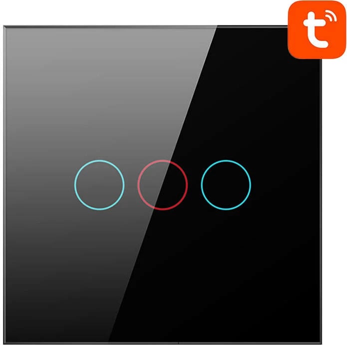 Kasë inteligjente Avatto TS02-EU-B3 me prekje, 3 butona, WiFi, e zezë