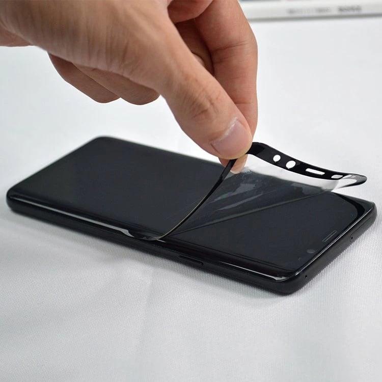 Mbrojtës ekrani Hurtel 3D Edge Nano Flexi Glass me kornizë për Samsung Galaxy S21+ 5G, Zi