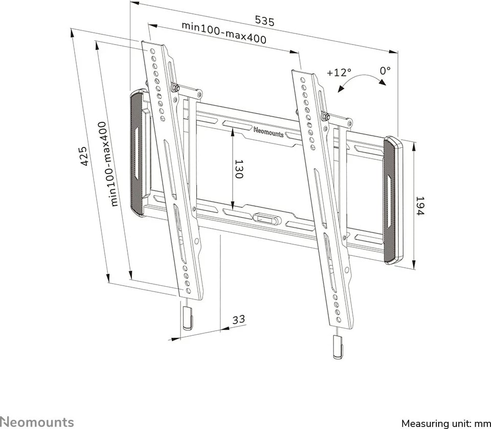 Mbajtëse TV Neomounts WL35-550BL14, 32-65", e zezë
