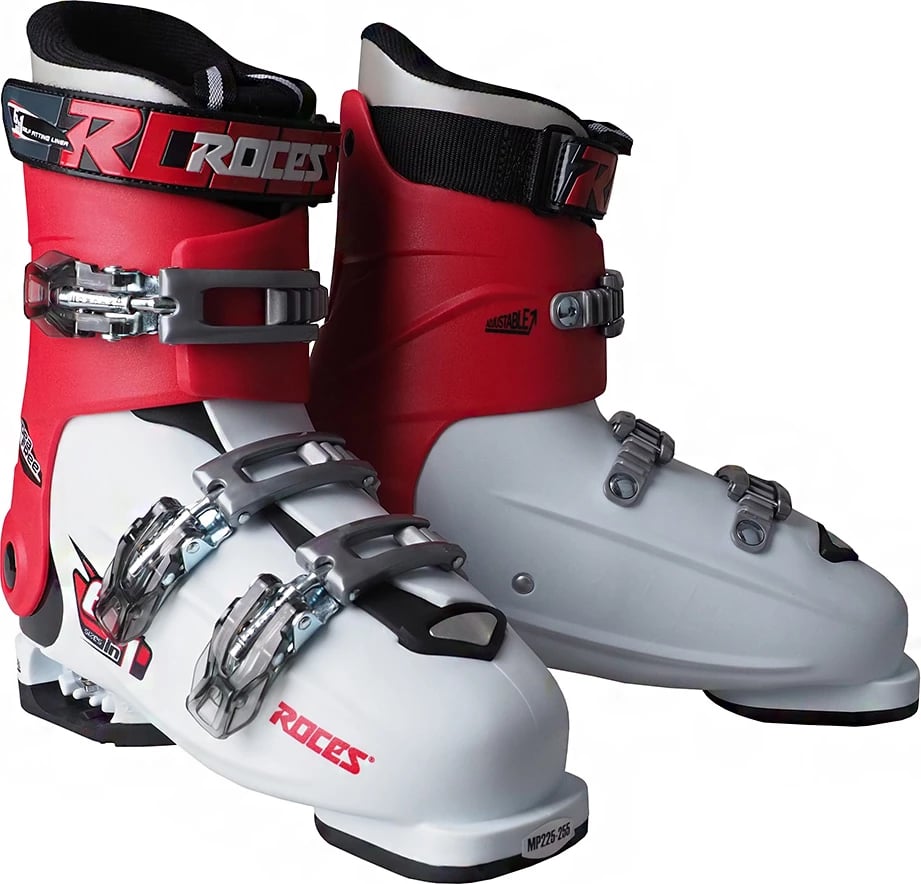 Çizme skijimi Roces unisex, të bardha-kuqe