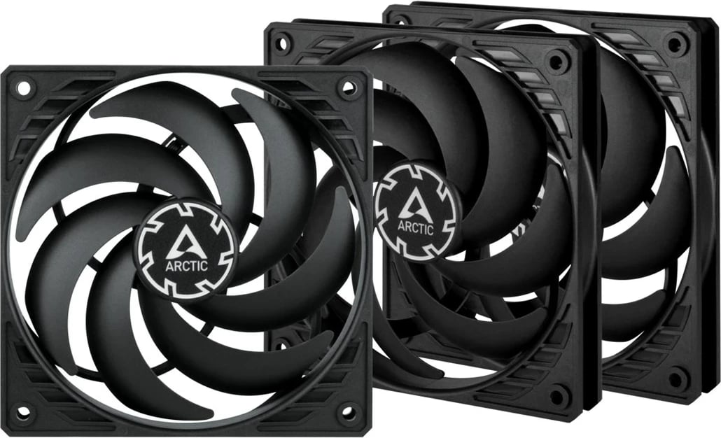 Ventilator Arctic Cooling P12 Slim PWM PST, 120 mm, i zi, set prej 3 copë