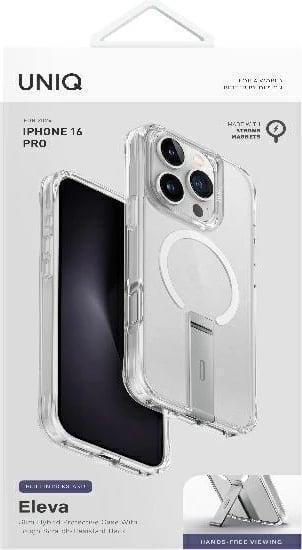 Mbështjellës UNIQ Eleva me këmbë Vertica për iPhone 16 Pro, Transparent