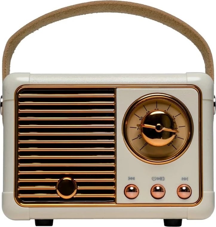 Altoparlant portativ Denver BTP-203W, Bluetooth, dizajn retro, bardhë