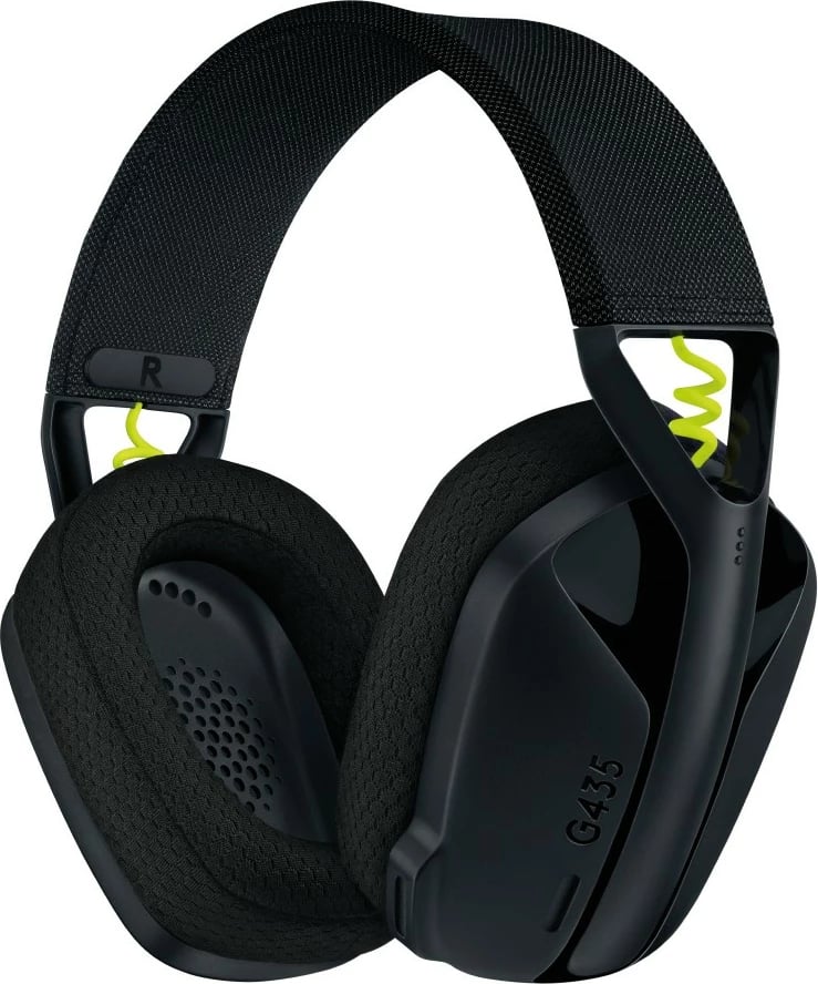 Kufje gaming Logitech G435 LIGHTSPEED, pa tela, e zezë dhe e verdhë neon