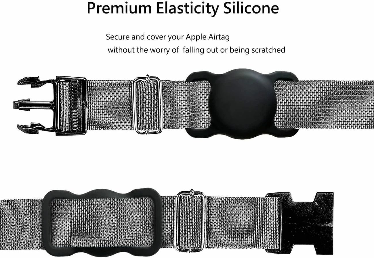 Mbështjellës silikon për AirTag Hurtel, për qafore qeni ose mace, i zi