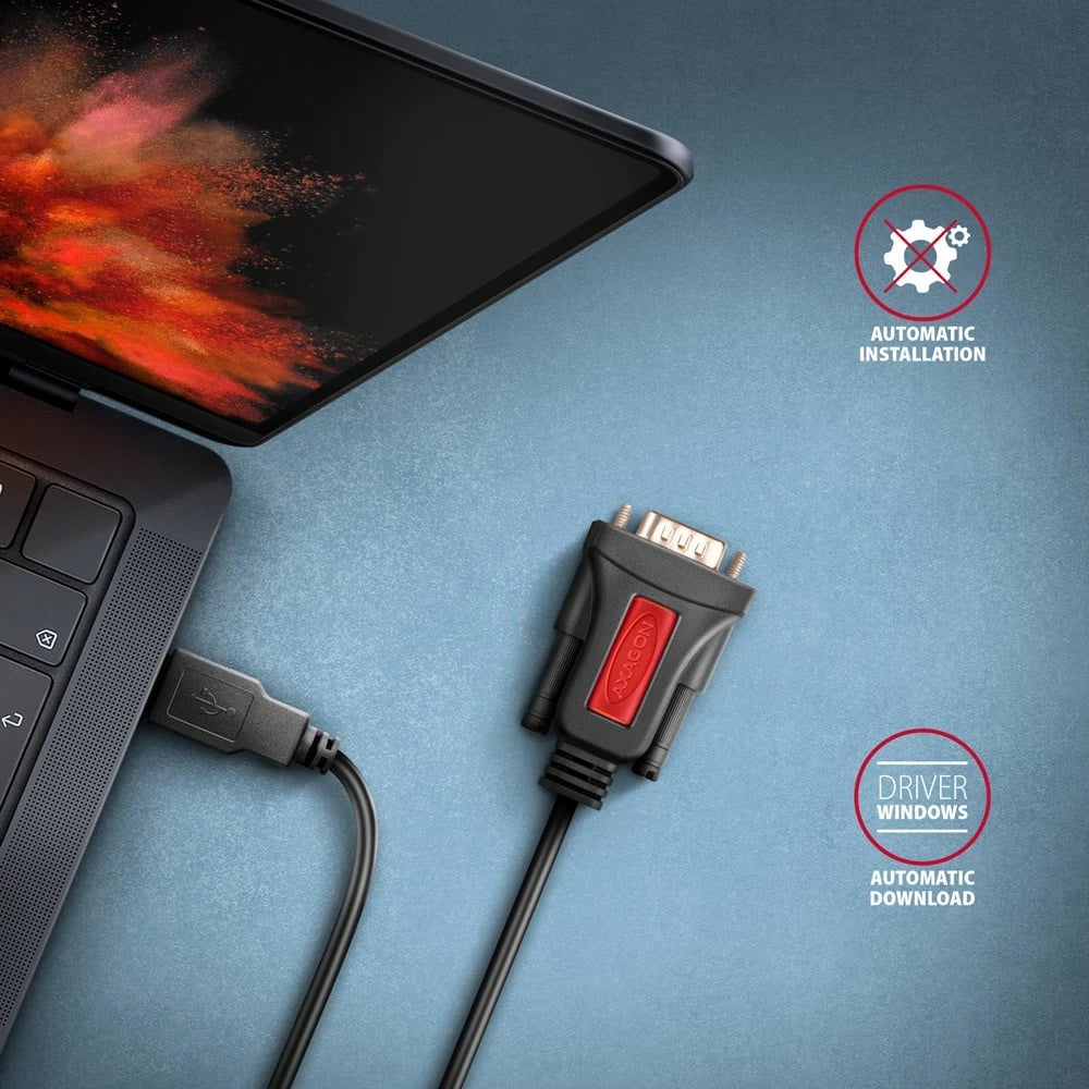 Adapter USB në RS-232 AXAGON ADS-1PSN, 1.5m, Prolific Chip, i zi