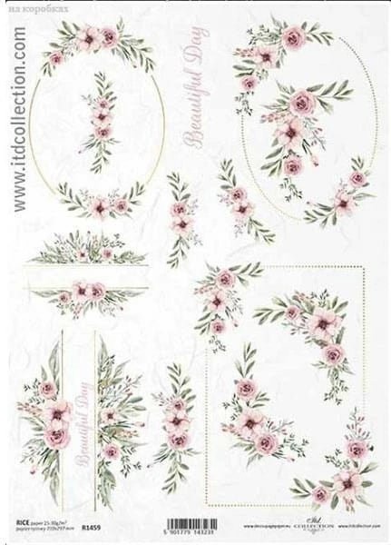 Letër orizi NEXT Watercolors flowers 2, 21x29cm