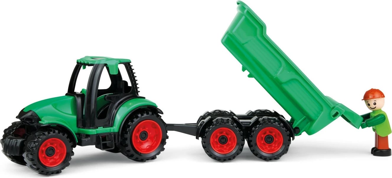 Lodër traktor me rimorkio Lena Truckies, 38 cm, e gjelbër/zezë/kuqe, set me figurë Lodër traktor me rimorkio Lena Truckies, 38 cm, e gjelbër/zezë/kuqe, set me figurë