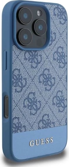 Mbështjellës Guess 4G Bottom Stripe për iPhone 16 Pro Max, Kaltër