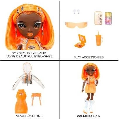 Kukull Rainbow High Michelle St. Charles me aksesorë, portokalli