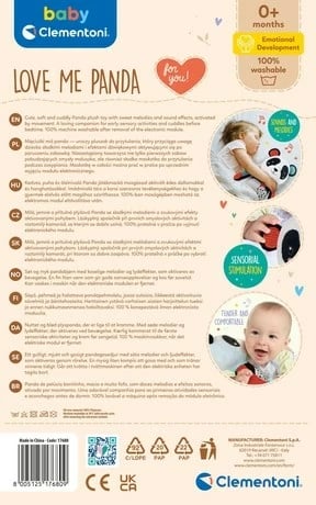 Lodër pelushi Clementoni Love me Panda, për foshnje dhe fëmijë, e larshme, e zezë