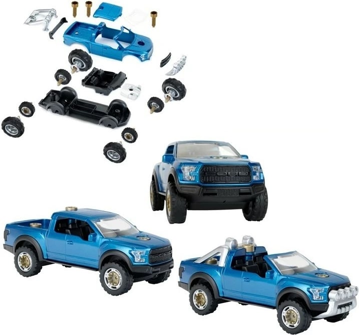 Lodër makinë Klein Ford F-150 Raptor 3-in-1, për djem, Blu/Argjend