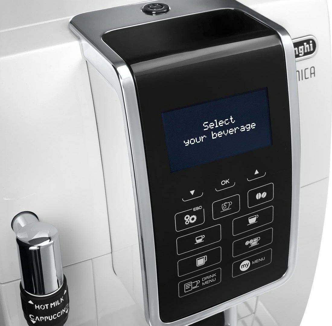 Makinë espresso De’Longhi Dinamica Ecam 350.35.W, 1.8 L, Kafe kokërr, Kafe e bluar, Mulli i integruar, 1450 W, Bardhë