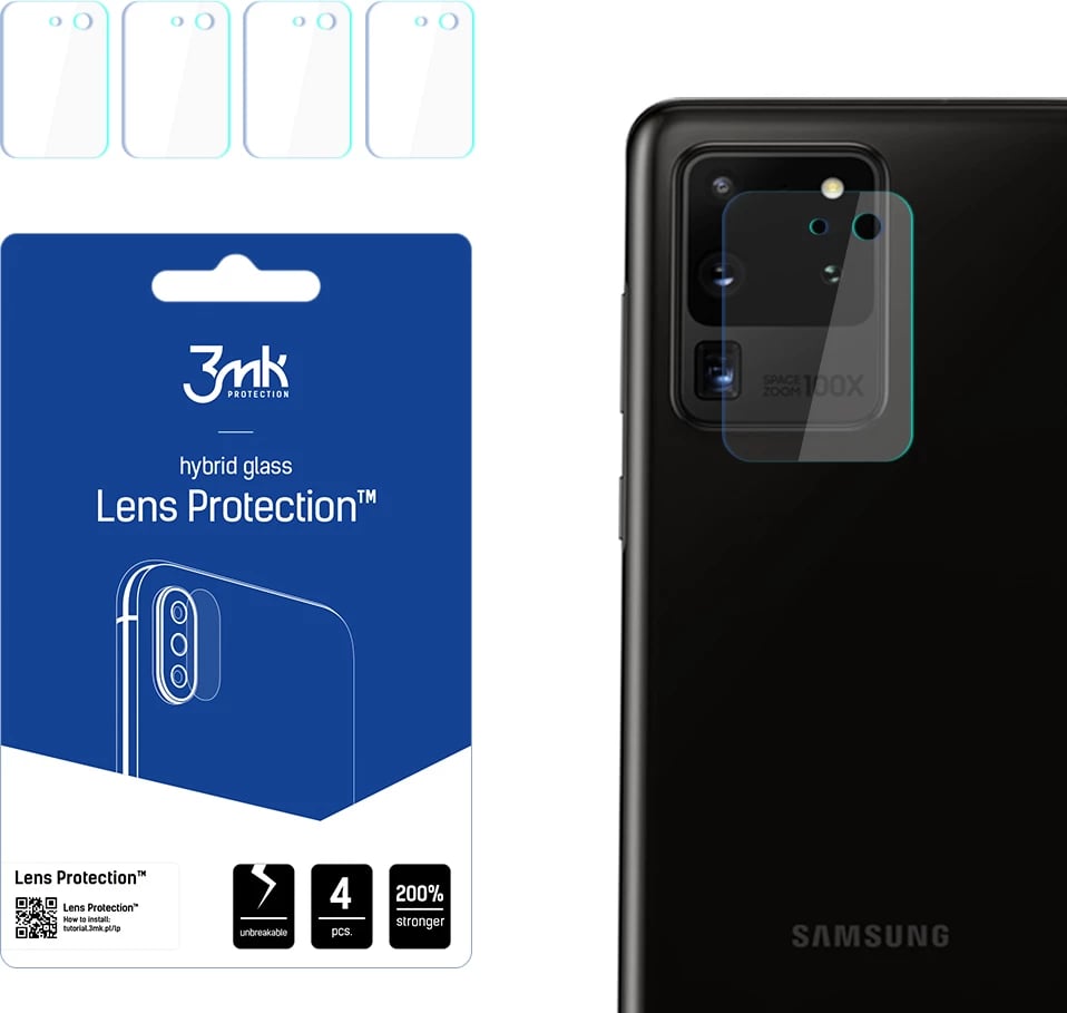 Mbështjellës kamerë 3mk Protection Lens Protection, për Samsung Galaxy S20 Ultra, Transparent, 4 copë