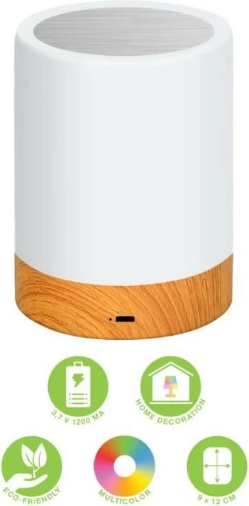 Llambë nate Techly I-LED TOUCH, LED, 12 cm, e bardhë, shumëngjyrëshe, USB