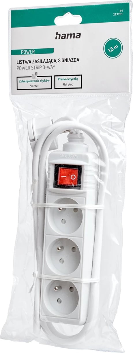 Prizë zgjatuese Hama Standard, 3 dalje, 1.5m, e bardhë