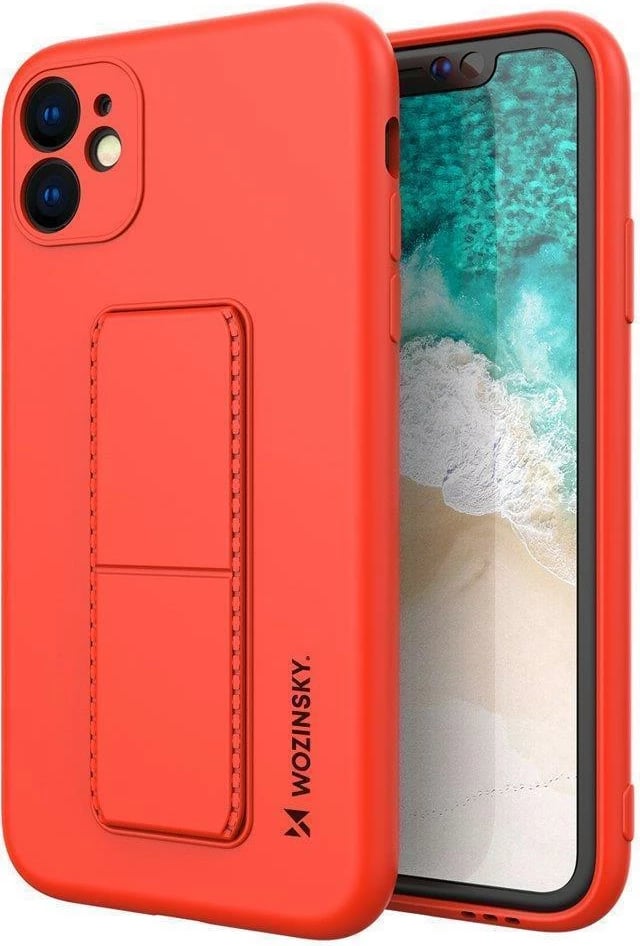 Mbështjellës Wozinsky Kickstand Case për Xiaomi Redmi 10X 4G / Redmi Note 9, silikon, e kuqe