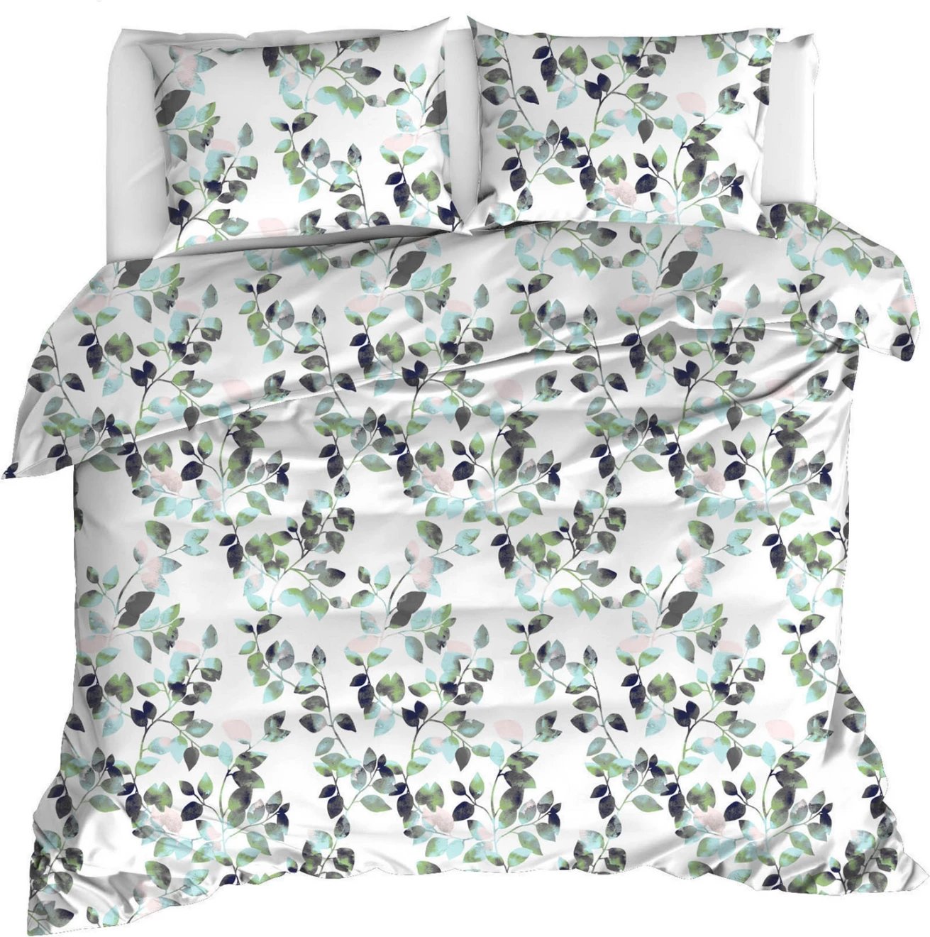 Set mbulesash për jorgan, çarçaf, 2 jastëk FH12076 bardhë jeshil 240x260 cm