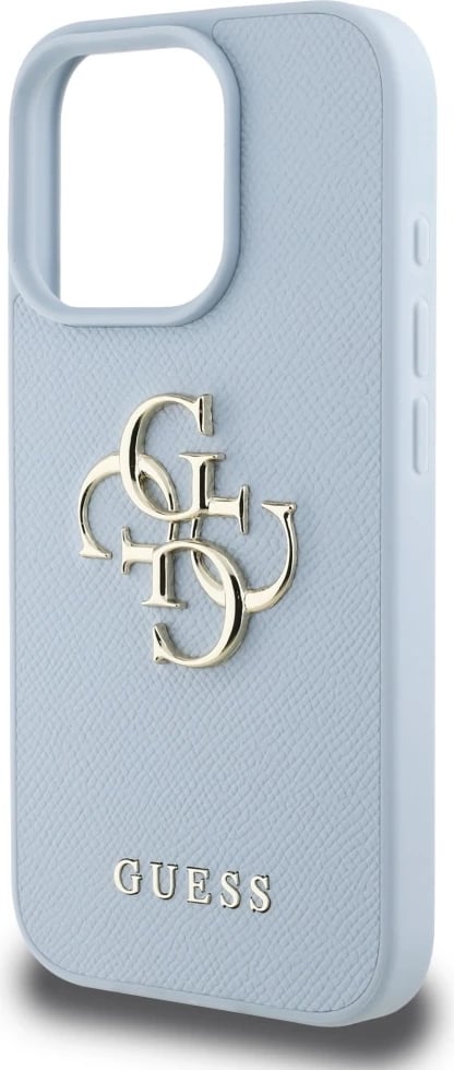 Mbështjellës Guess Grained Big 4G Logo Small Classic Logo për iPhone 16 Pro, kaltër