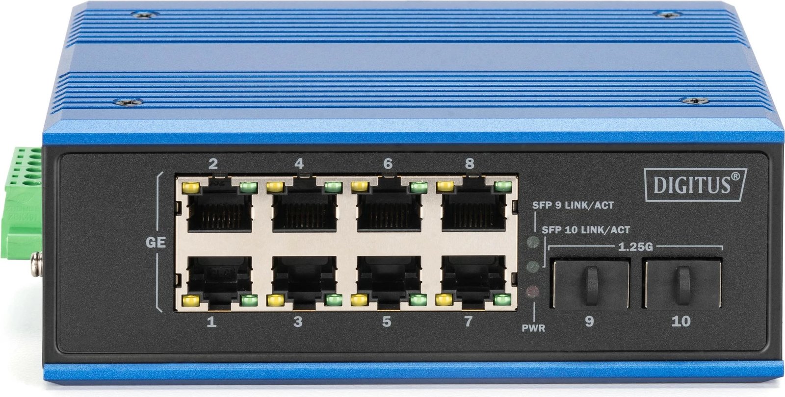 Switch industrial Digitus DN-651150, 8 porte Gigabit, 2 porte SFP, kasë metalike, IP40