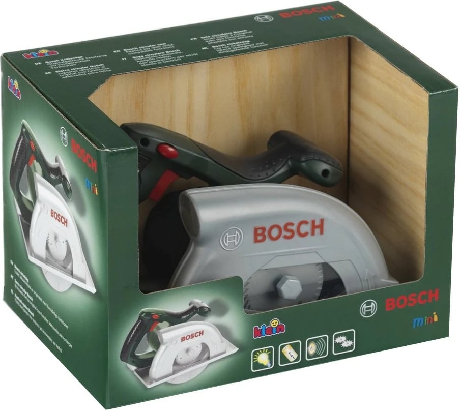 Lodër sharrë rrethore Bosch për fëmijë, Klein 8421, me zë dhe dritë, e zezë/e gjelbër/e kuqe/argjend
