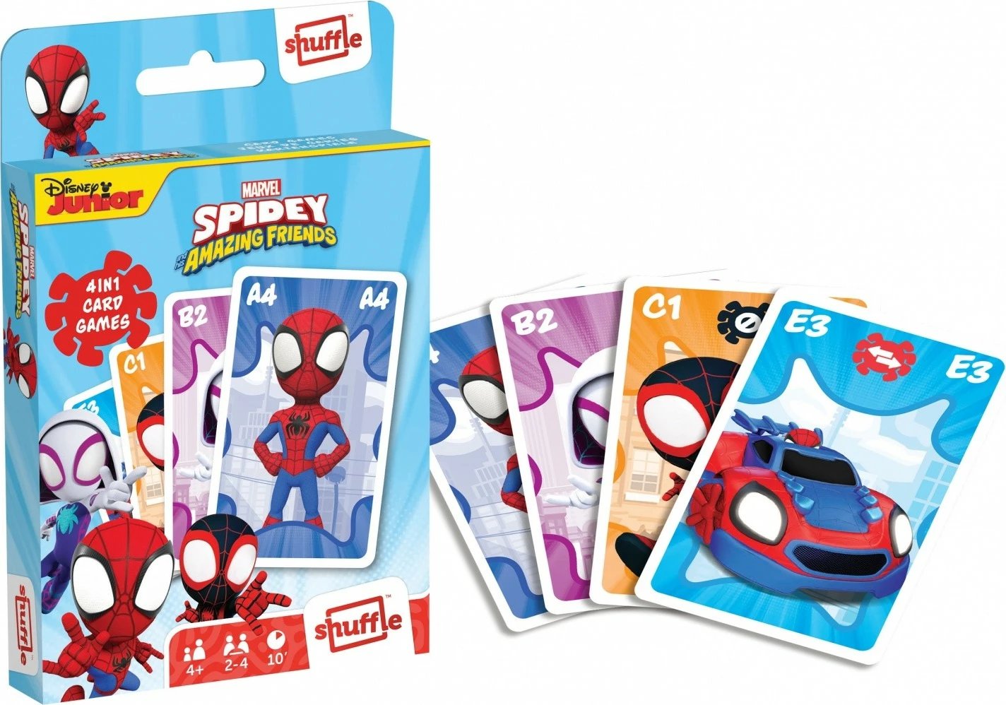 Lojë letra Shuffle Fun 4-in-1 Cartamundi Marvel Spidey and Amazing Friends, 33 letra