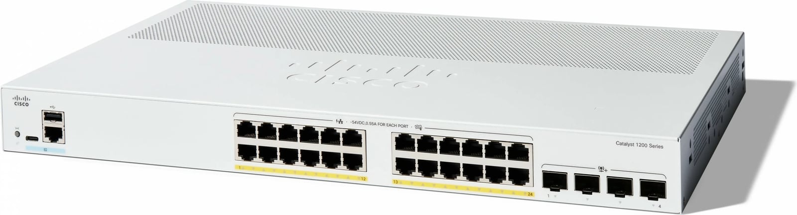 Switch Cisco Catalyst C1200-24P-4X, 24 porta GE, PoE, 4x10GE SFP+, i bardhë