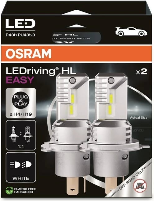 Llamba LED për makinë OSRAM LEDriving HL EASY, H19/H4, 12V, 6500K, Set 2 copë, Bardhë