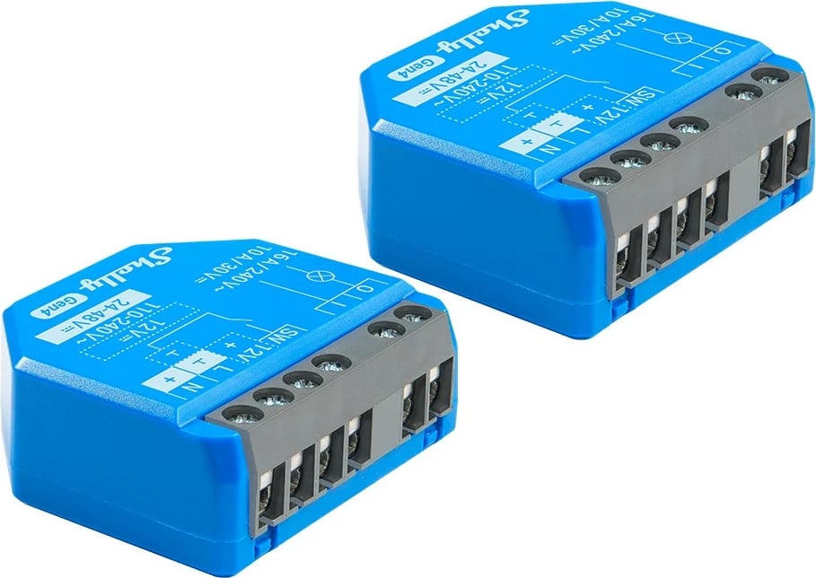 Relé i mençur Shelly 1 Gen4 2er Pack, 16A, Wi-Fi, Zigbee, Bluetooth, kaltër