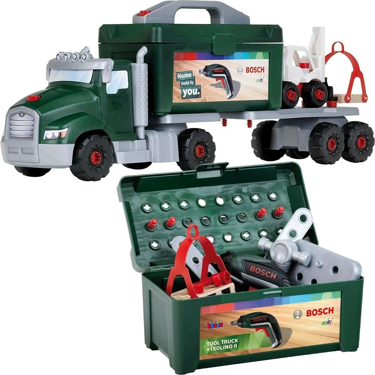 Kamion lodër Klein Bosch Turning Truck, plastikë, për djem, i gjelbër/zi/argjendtë