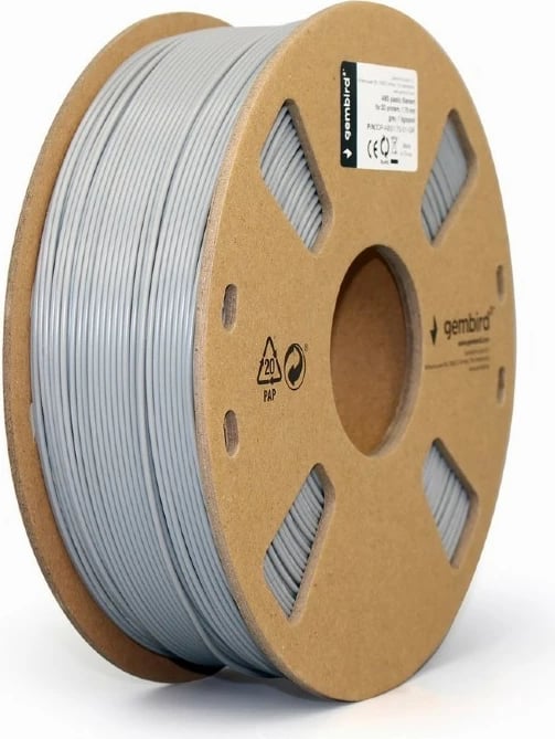 Filament 3D printeri Gembird ABS 1.75 mm, 1 kg, Gri